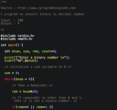 Decimal To Binary Conversion in C Program Prepinsta