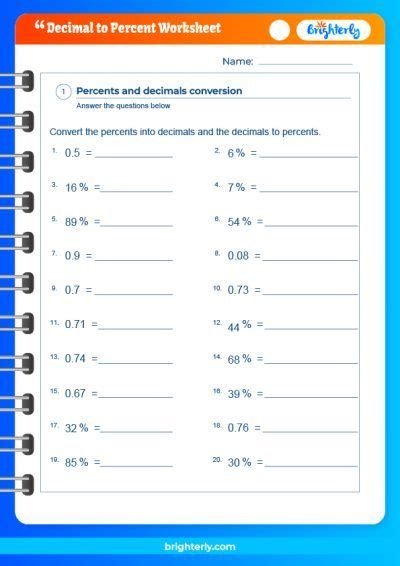 Decimal To Percent Worksheet