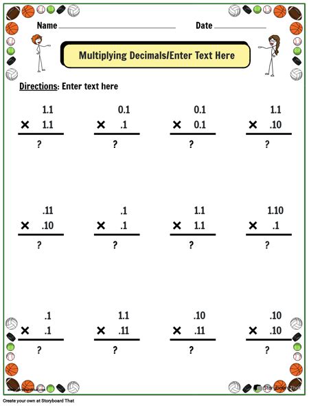 Decimal Worksheet Templates Make Decimal Worksheets StoryboardThat