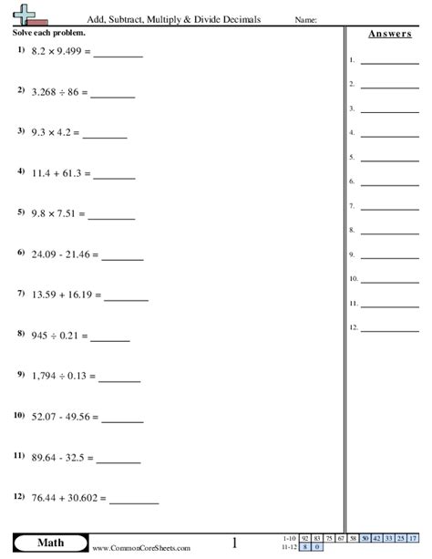 Decimals Worksheets Dynamically Created Decimal Worksheets