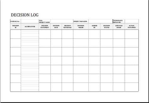 Decision Log Template FREE Download