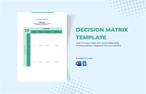 Decision matrix template word.  Customizable and printable for professional quality resu...