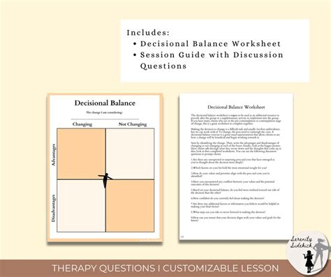 Decisional Balance Worksheet and Therapy Questions Behavior Change