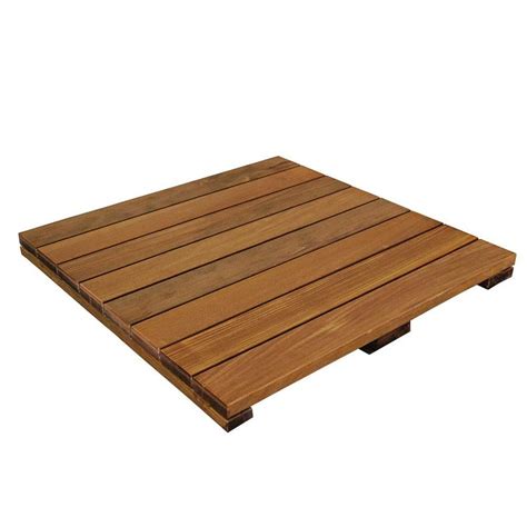 Deck tiles lowes. Maocao Hoom 0.75-in x 12-in Brown Painted Pressure Treated Composite Deck Tile. This is a wooden deck tile made from solid wood and plastic base. The product is covered with a water-based oil to make the product waterproof. 