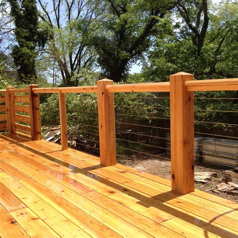 Deck wire railing. The wire mesh deck railing products help to enhance the design of the deck space while improving the area’s safety. Our wire mesh infill panels help mitigate the potential for trips and falls from the deck space, ensuring that all members of the family are able to use the deck safely for the years ahead. 