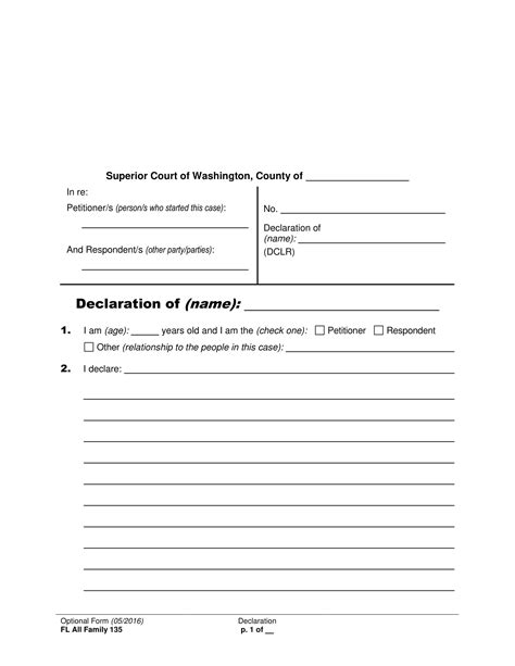 Declaration Form Template Declaration Form
