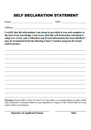 Declaration Letter Sample Self Form Pdf Word Format For Images and