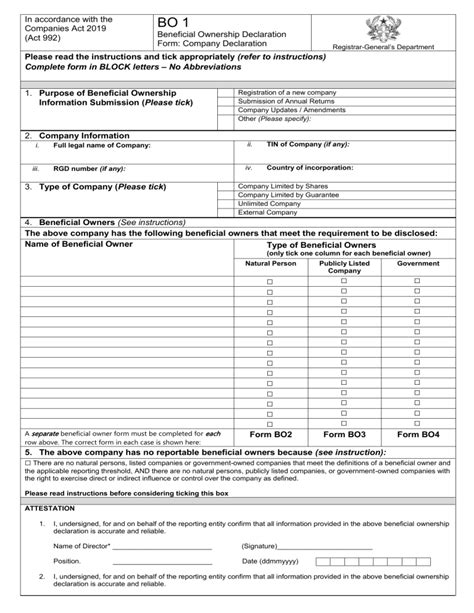 Declaration Of Beneficial Ownership Form Fill Out and Sign Printable