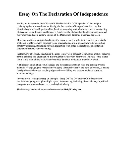 Declaration of Independence Essay Essay on Declaration of
