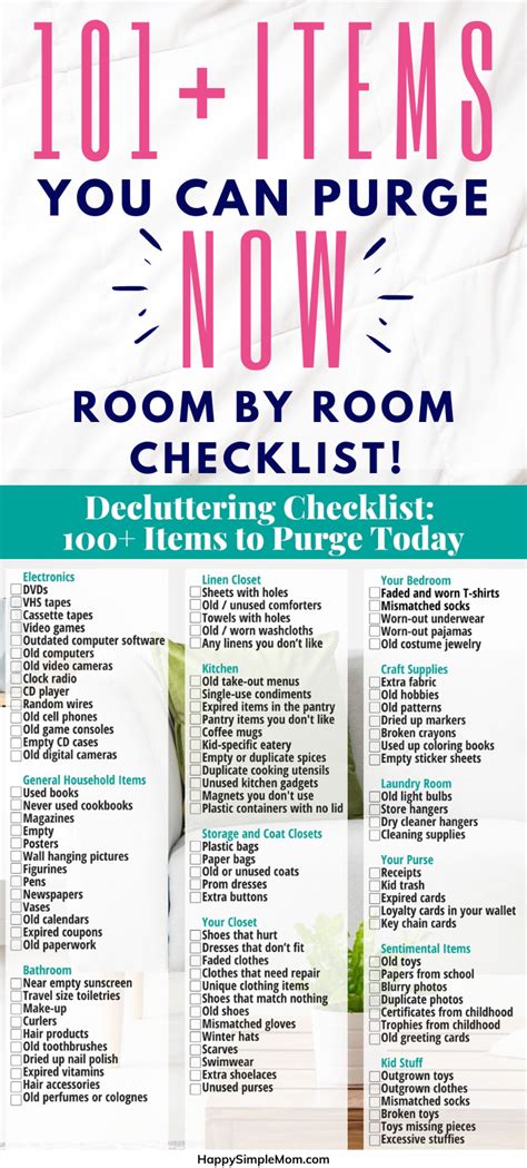 Decluttering Tips Declutter room by room checklist to declutter and