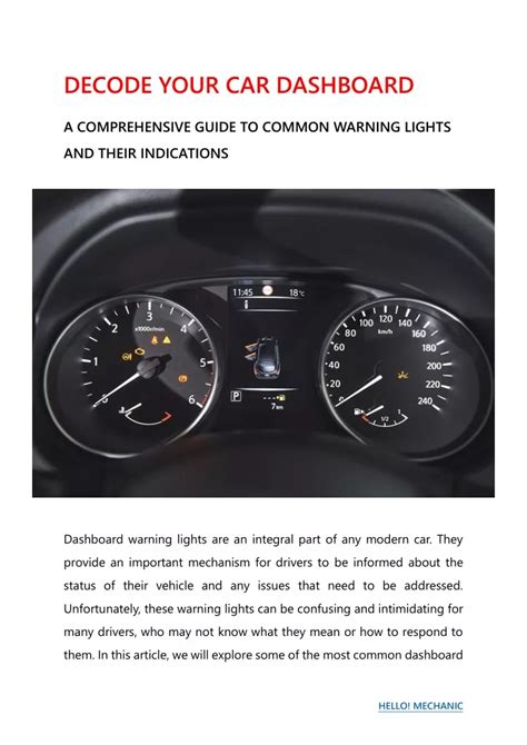 Decode Your Dashboard - A Comprehensive Guide to Common Warning Lights …