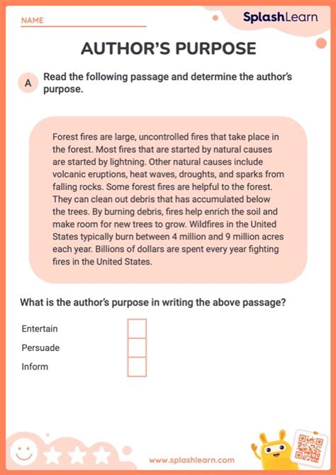 Decoding the Authors Purpose ELA Worksheets SplashLearn