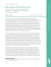 Decryption Mandates and Global Internet Freedom Toward a Pragmatic Approach
