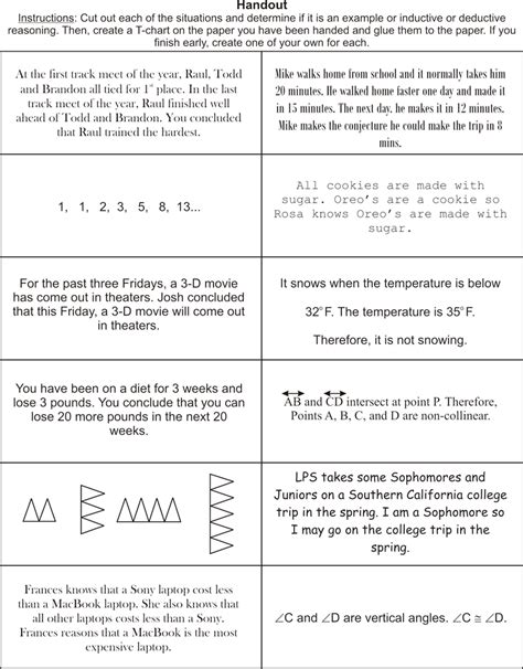 Deductive Reasoning Geometry Worksheet