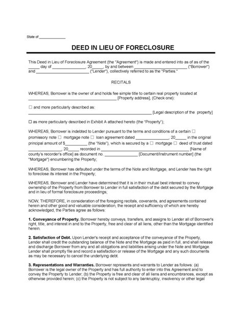 Deed In Lieu Of Foreclosure Template For Keys US Legal Forms
