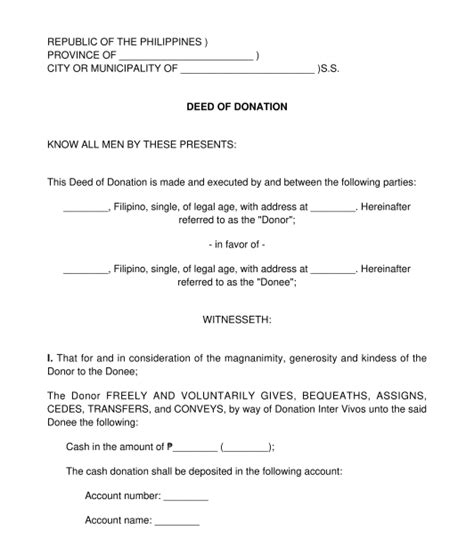 Deed of Donation Forms