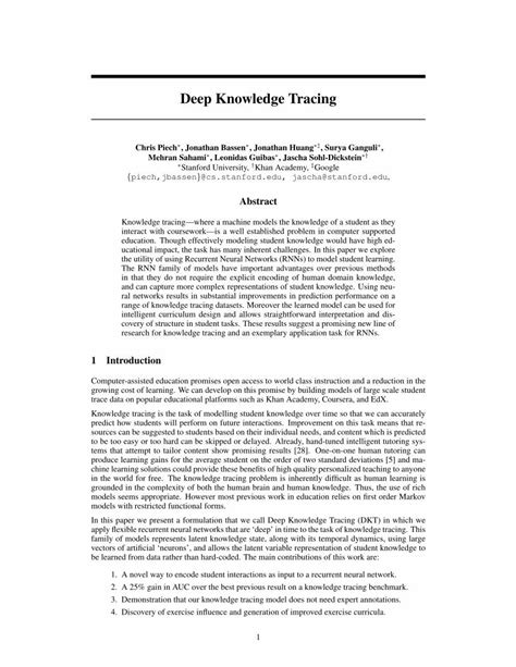 Deep Knowledge Tracing - Stanford University