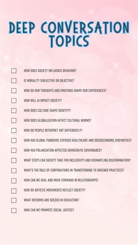Deep conversation topics.  Here&rsquo;s a curated list of what to talk about.  It's all you n...