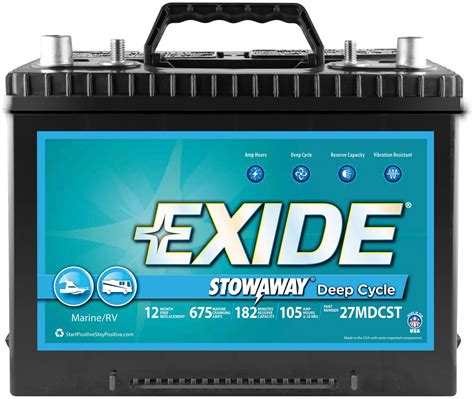 Deep cycle battery.  The Exide Technologies Marine Deep Cycle Battery is engi...