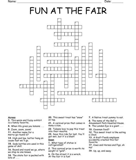 Deep fried fair fare crossword clue. The Crossword Solver found 30 answers to "State fair fare?", 5 letters crossword clue. The Crossword Solver finds answers to classic crosswords and cryptic crossword puzzles. Enter the length or pattern for better results. Click the answer to find similar crossword clues . Enter a Crossword Clue. 