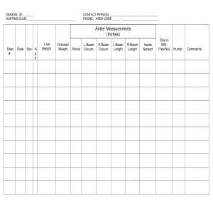 Deer Record Sheet