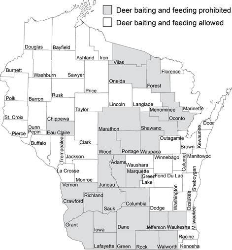 Deer baiting in wisconsin. Baiting is defined as the deliberate placing, depositing, distributing, or scattering of bait so as to constitute for deer a lure, attraction, or enticement to or on any area where hunters are attempting to take them. A baited area is any area where baiting has taken place. Such area shall be considered a baited area for the period from 10 days ... 
