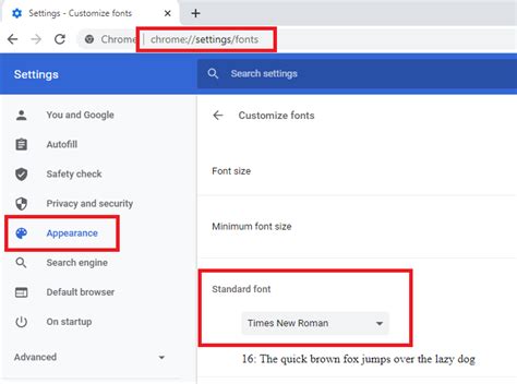 Default chrome font.  Chrome&rsquo;s default font is Arial, a ubiquitous sans-serif typefa...