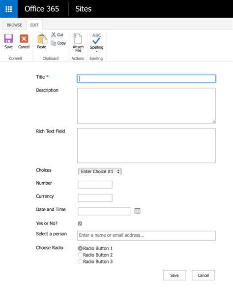 Default example of SharePoint List form Stefan Bauer N8D