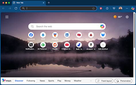 Default new tab in edge. .  ...