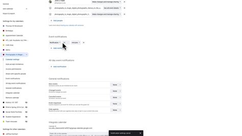 Default notifications Google Calendar YouTube