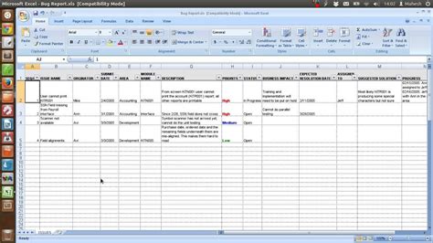 Defect Tracking Template Xls YouTube
