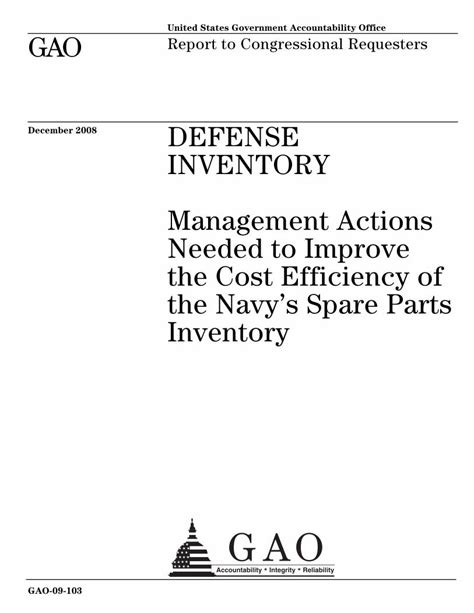 Defense Inventory Improved Management Framework Needed To Guide Navy Best Practice Initiatives