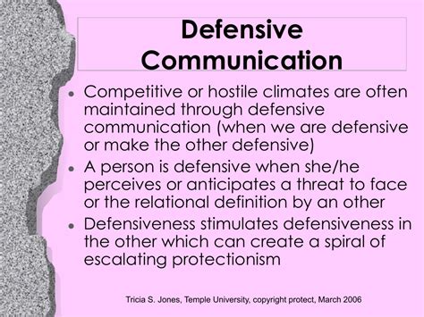 Defensive communication climate. The purpose of this study was to explore how leaders react to group defensive communication climates. Leaders' reaction to critical defensive group experiences was analyzed through grounded theory, what emerged is a process used by experienced leaders to manage their internal emotional reactions to the defensive climate. This process, … 