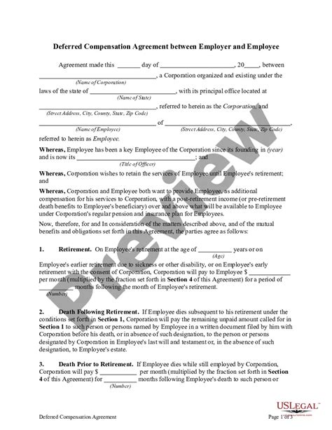 Deferred Compensation Agreement Long Form US Legal Forms