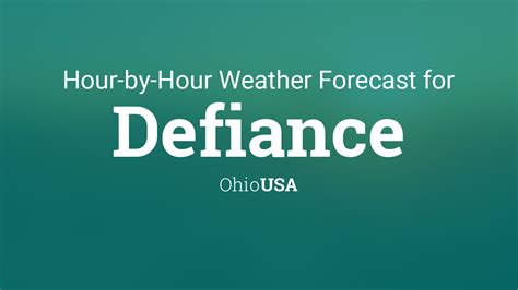 Defiance ohio hourly weather. Air Quality Fair. Wind Gusts 13 mph. Humidity 61%. Indoor Humidity 33% (Slightly Dry) Dew Point 38° F. Cloud Cover 12%. Visibility 10 mi. Cloud Ceiling 30000 ft. 