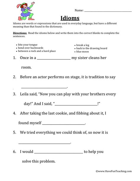 Defining Idioms Worksheet Have Fun Teaching