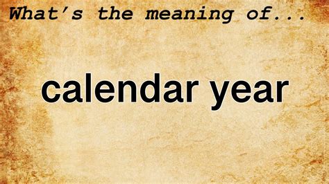 Definition Of Calendar Year