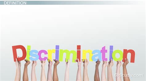 The legal definition of discrimination is the unequal treatment of persons on the basis of an identifying characteristic. Discrimination can refer to any sort of act or behavior that distinguishes or singles out individuals on account of factors such as age, sex, race, national origin, sexual orientation, and gender identity.