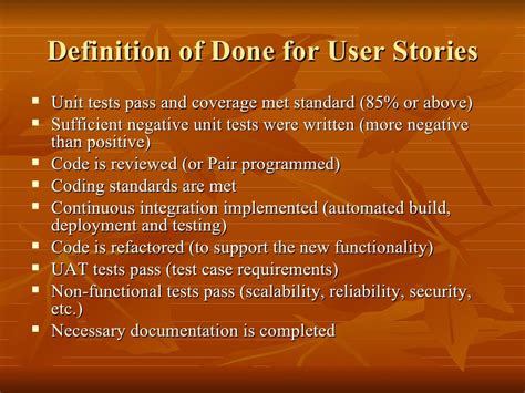 Definition of done checklist example clicksreka