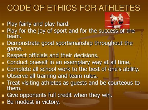 Definition of sport ethics. May 17, 2021 ... Ethics, like morals, are not something which can be legislated, dictated or even defined to such a degree as to leave no room for doubt. Rather, ... 