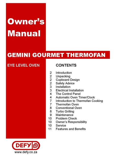 Defy gemini gourmet double oven user manual. - X10 pro mini controller manual phc01.