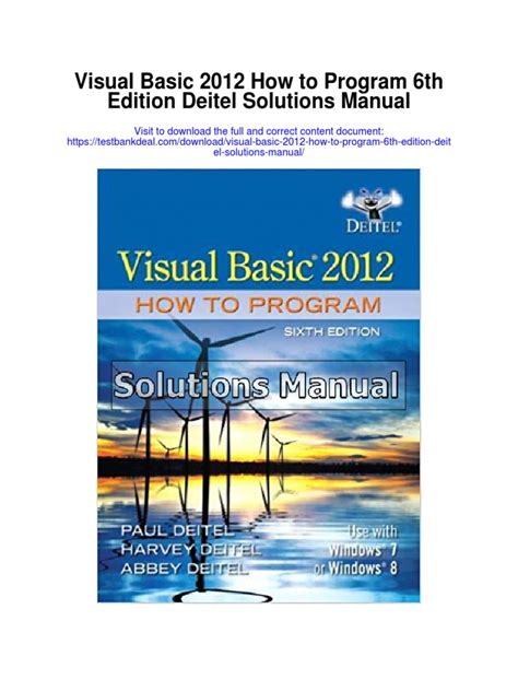Deitel visual basic how to program manual. - Manuale della stampante videojet excel 2000.