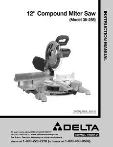 Dela 36 255 12 compound miter saw instruction manual. - Managing successful programmes msp study guide.
