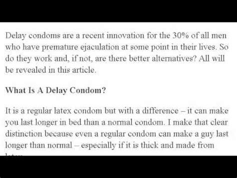 Delay Condoms For Premature Ejaculation - Do They Work?