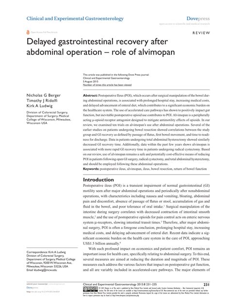 Delayed gastrointestinal recovery after abdominal operation – ro