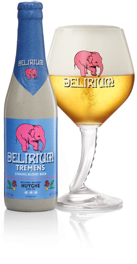 Delerium tremens beer. DELIRIUM Tremens - the famous pink elephant beer, strong and slightly sweet, with notes of banana, coriander and orange peel. 