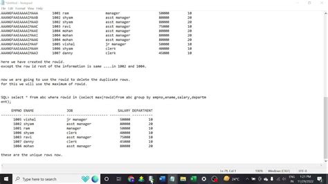 Delete duplicate rows in sql using rowid