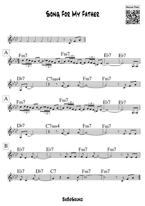 Delicious Guitar Song For My Father Lead Sheet With QR Code