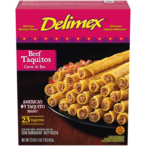 Delimex taquitos. Taste the tradition of authentic, street-style Mexican flavors with Delimex Beef Taquitos. Oscar Ancira Sr. founded Delimex in 1984, using Mexican-inspired ... 