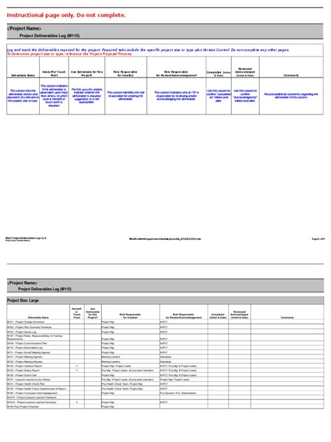 Deliverables Log Template Computing Information Technology Management